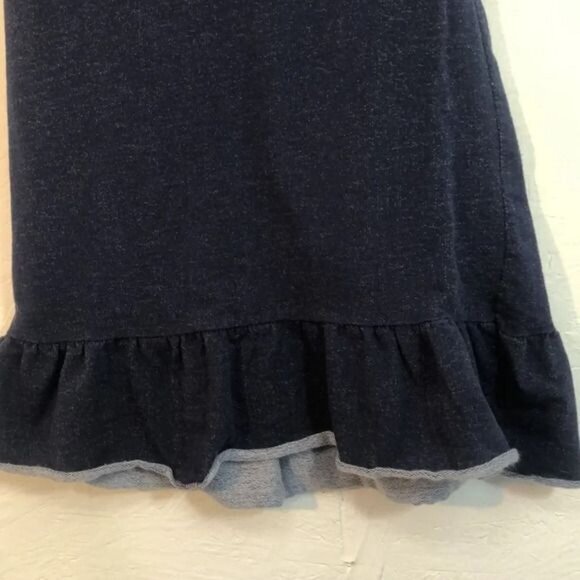 Ruffle Hem Knit Skirt - Knee Length Dark Blue Casual Everyday - Picture 3 of 7